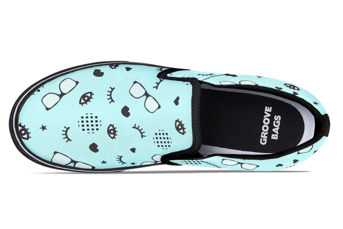 Rx Eye Glasses Pattern Slip-On Shoes