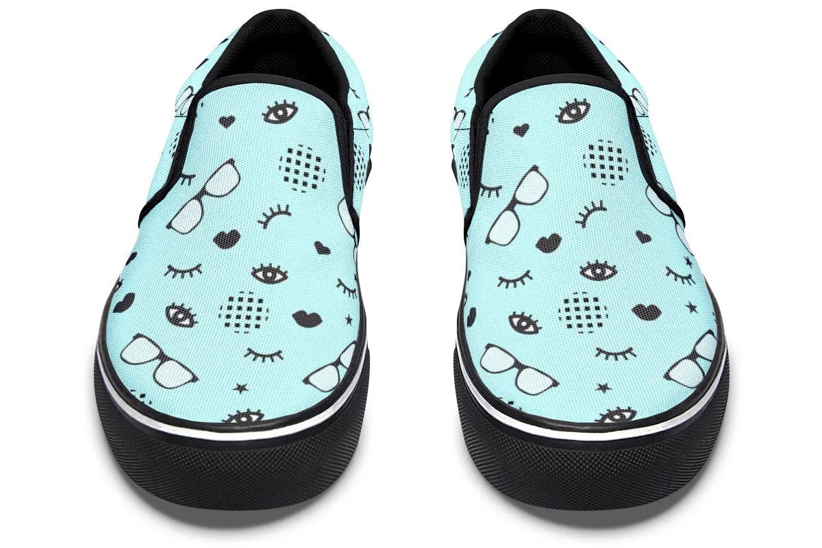 Rx Eye Glasses Pattern Slip-On Shoes