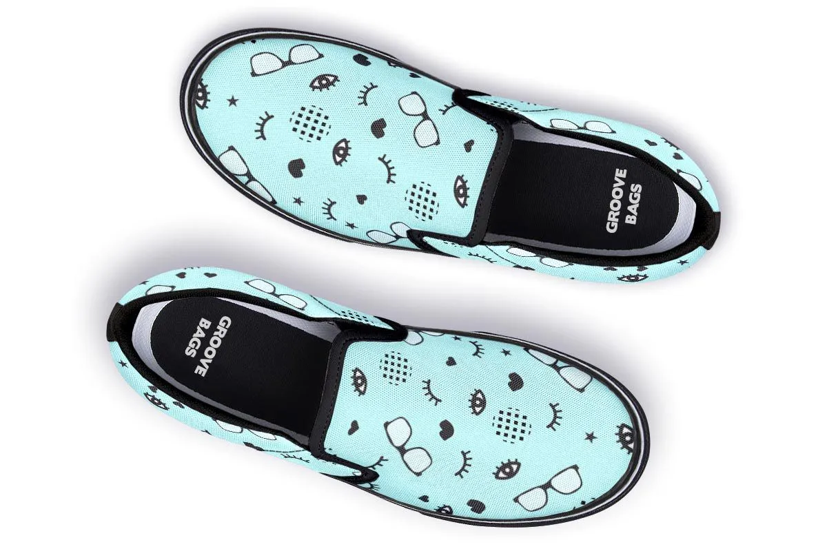 Rx Eye Glasses Pattern Slip-On Shoes