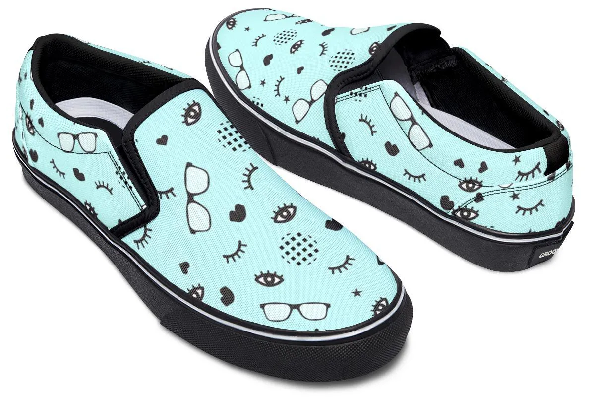 Rx Eye Glasses Pattern Slip-On Shoes