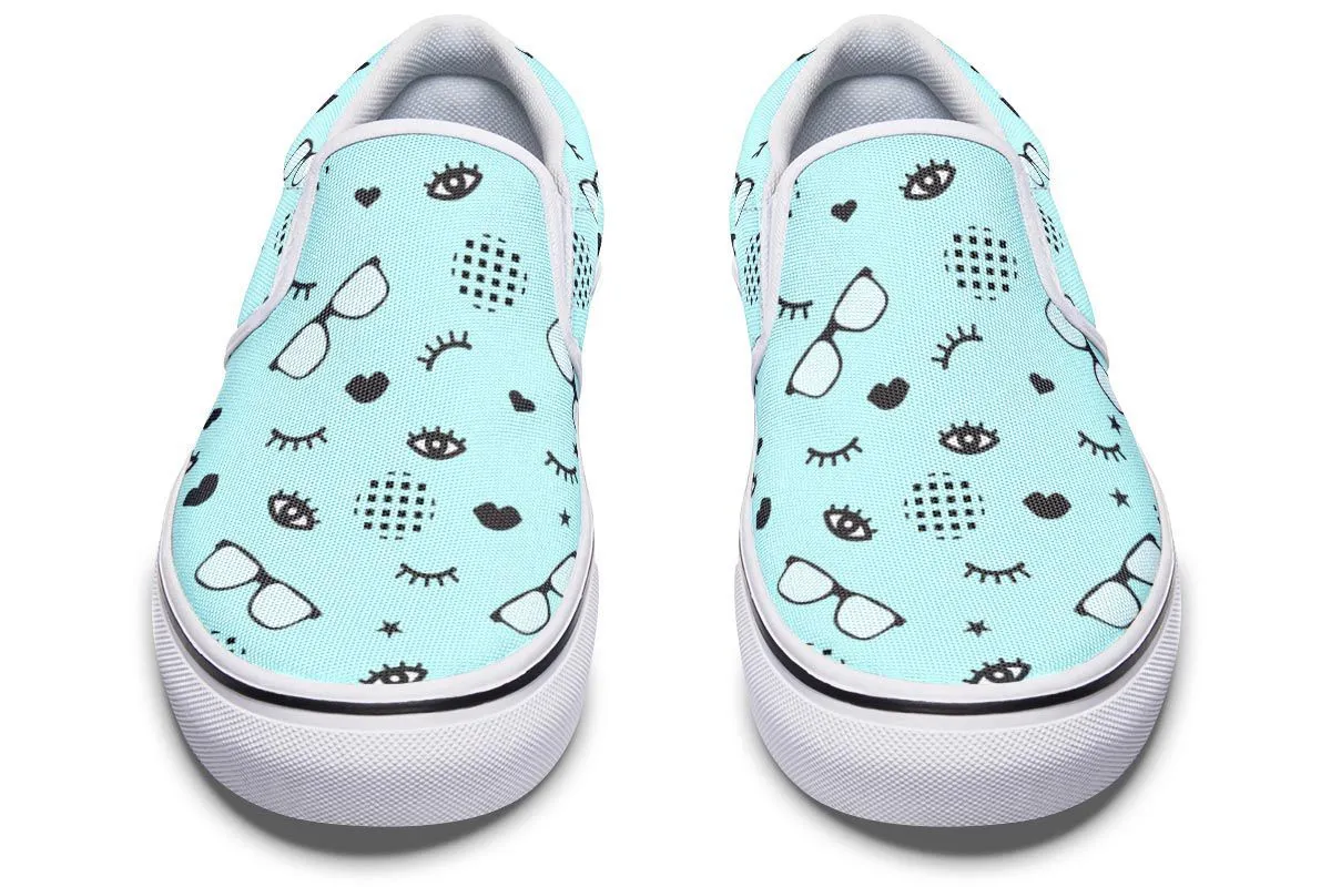 Rx Eye Glasses Pattern Slip-On Shoes