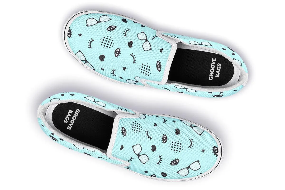 Rx Eye Glasses Pattern Slip-On Shoes