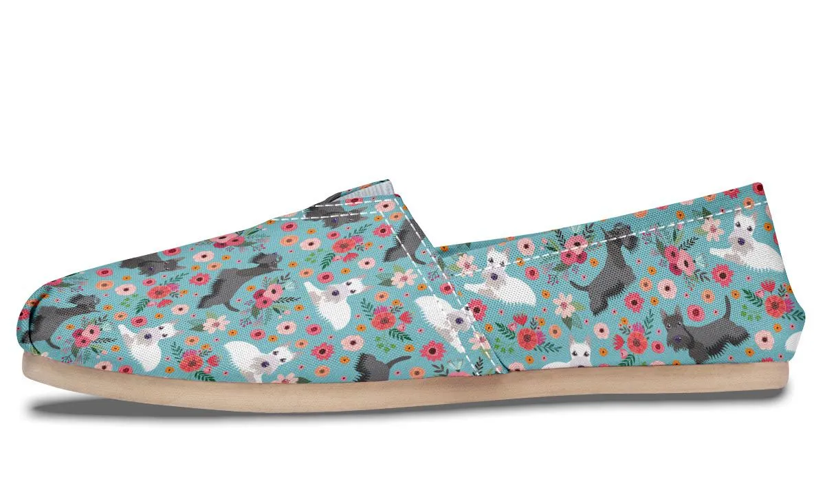 Scottish Terrier Flower Casual Shoes
