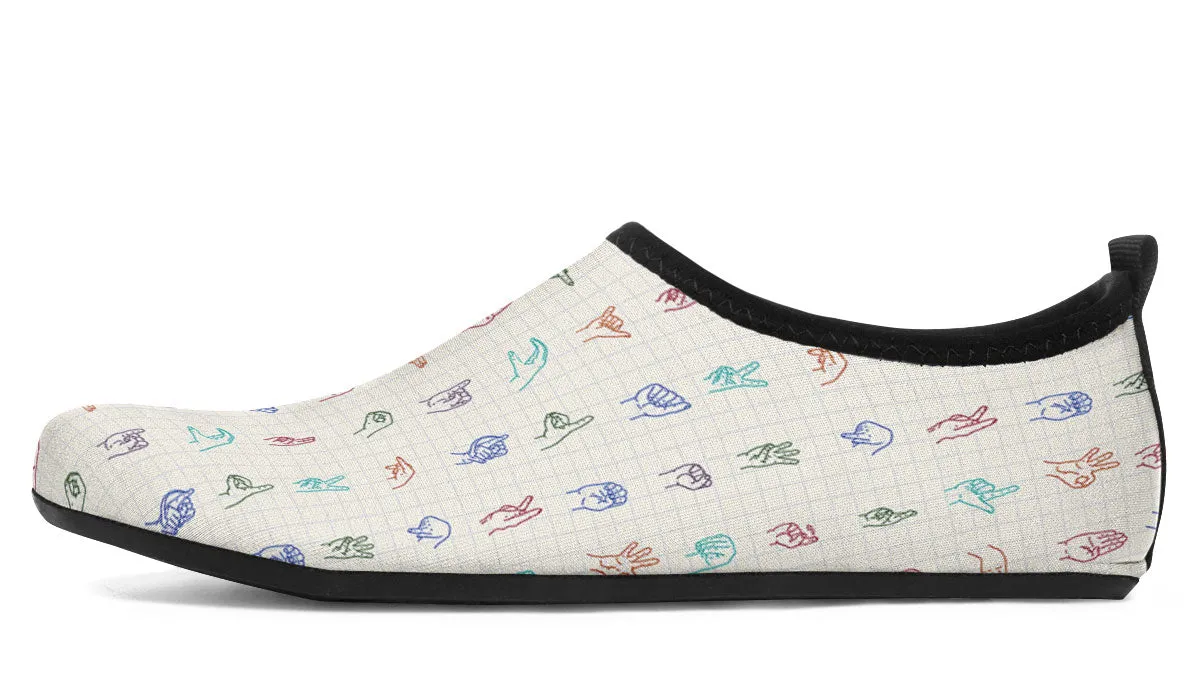 Sign Language Aqua Barefoot Shoes