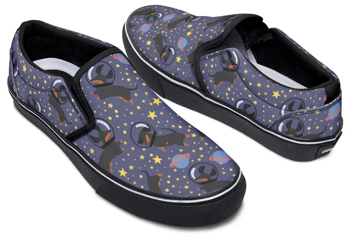 Space Black Dachshund Slip-On Shoes