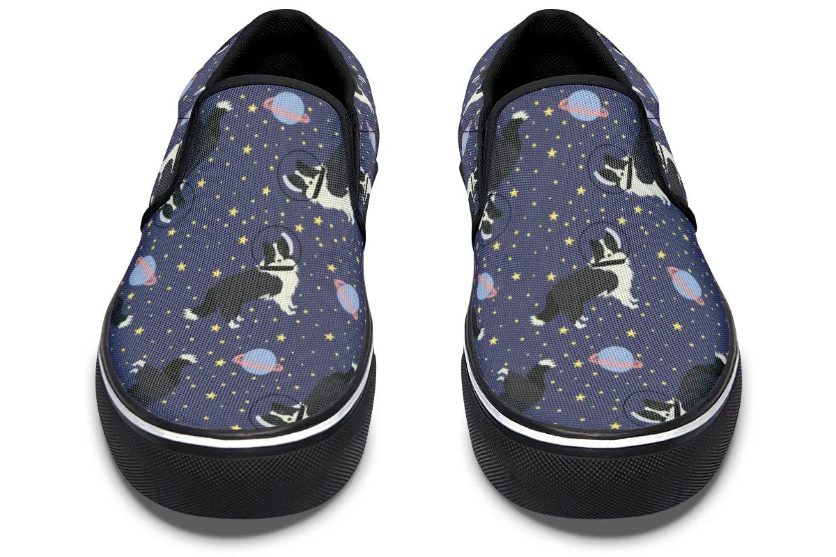 Space Border Collie Slip-On Shoes