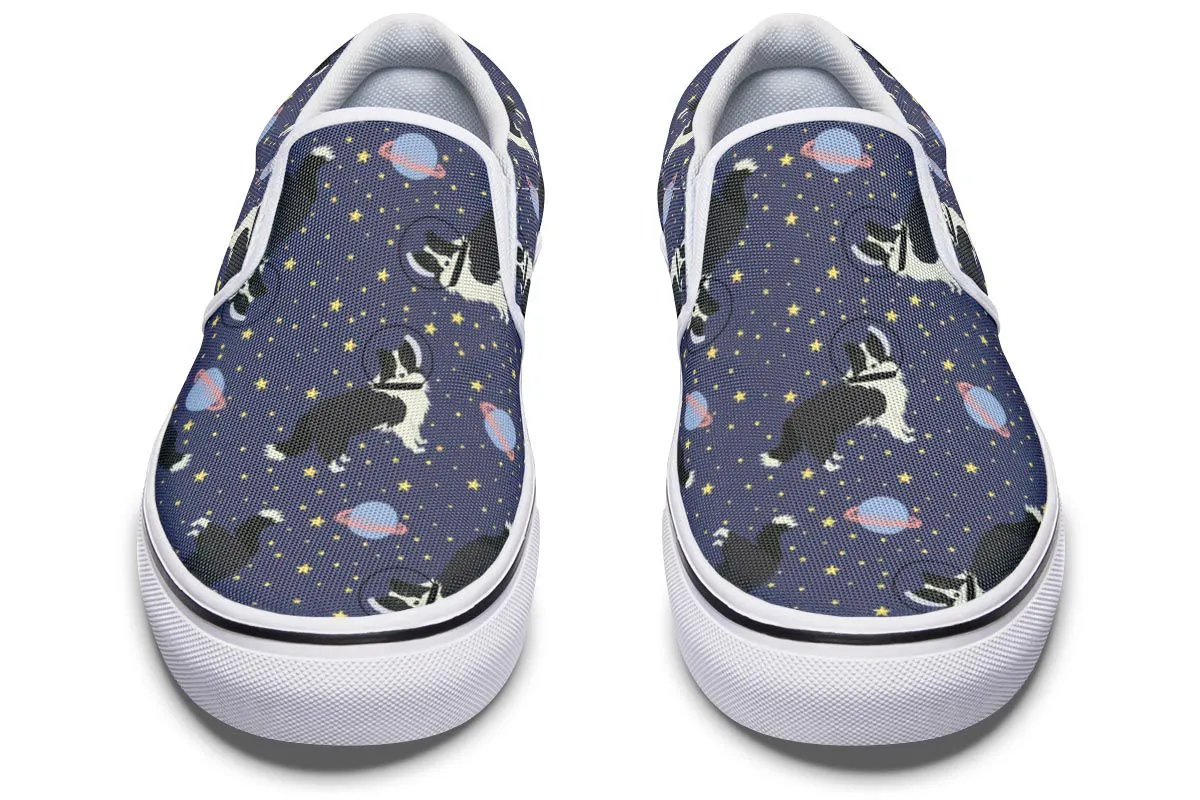 Space Border Collie Slip-On Shoes