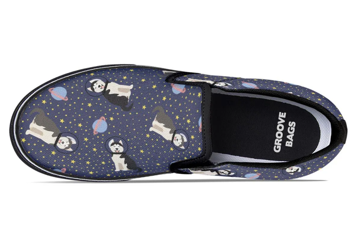 Space Siberian Husky Slip-On Shoes