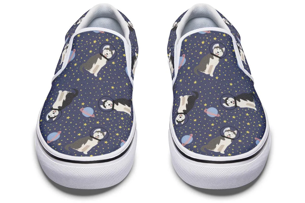 Space Siberian Husky Slip-On Shoes