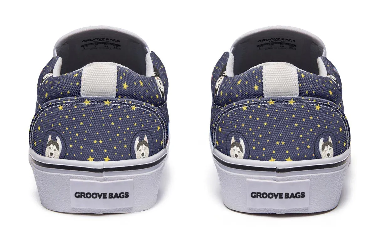 Space Siberian Husky Slip-On Shoes