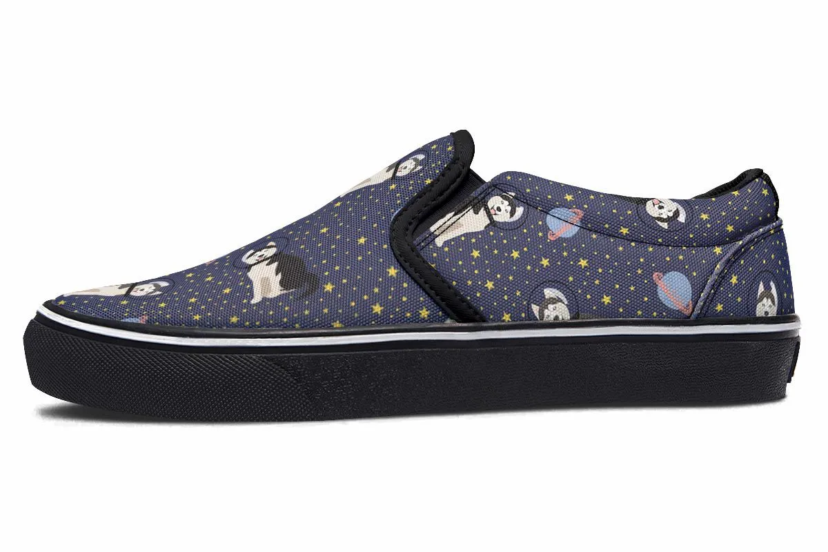 Space Siberian Husky Slip-On Shoes