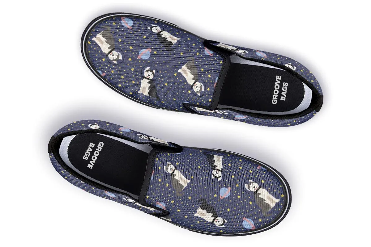 Space Siberian Husky Slip-On Shoes