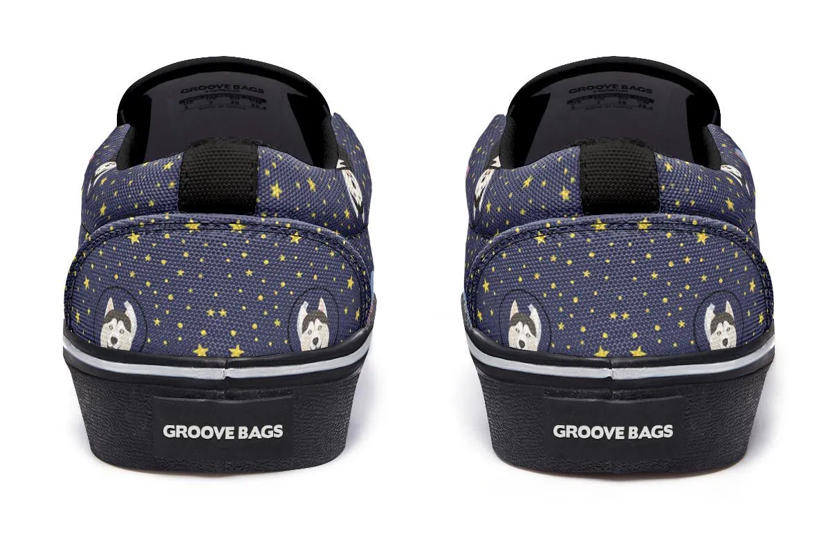 Space Siberian Husky Slip-On Shoes