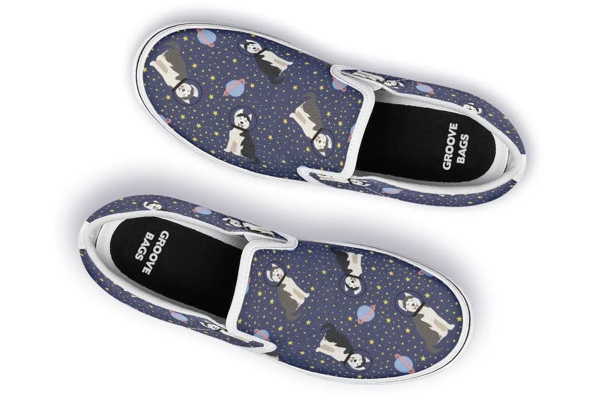 Space Siberian Husky Slip-On Shoes