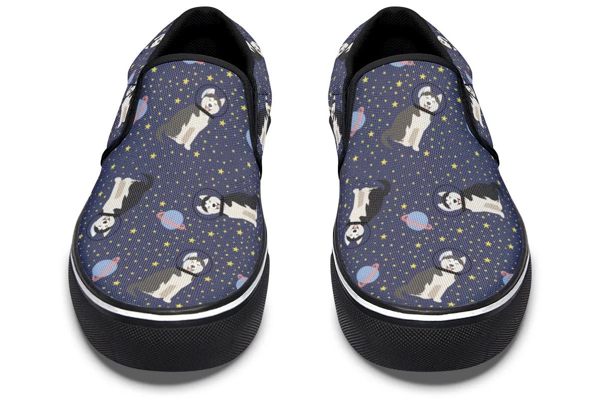 Space Siberian Husky Slip-On Shoes