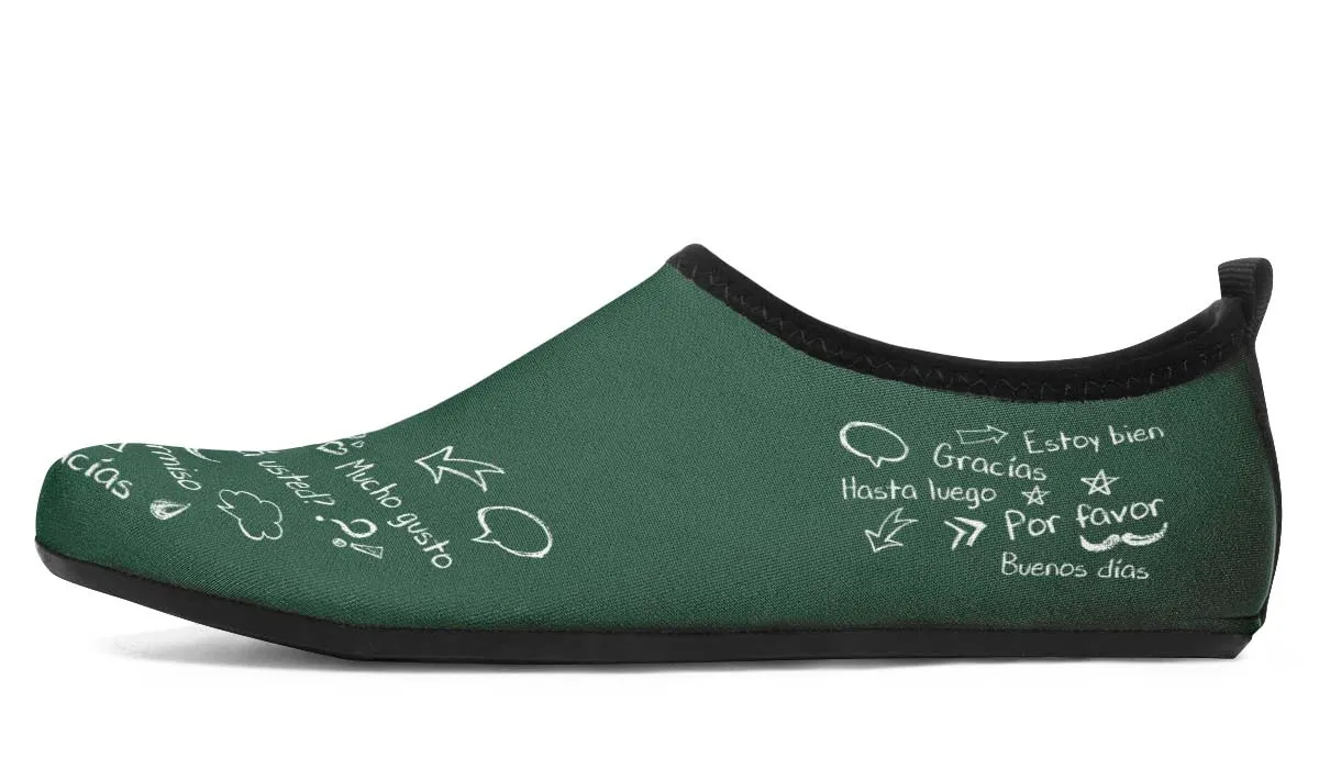 Spanish Chalkboard Aqua Barefoot Shoes