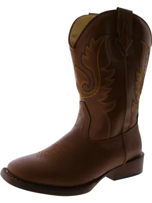 Texson Girls Slip On Square Toe Cowboy, Western Boots