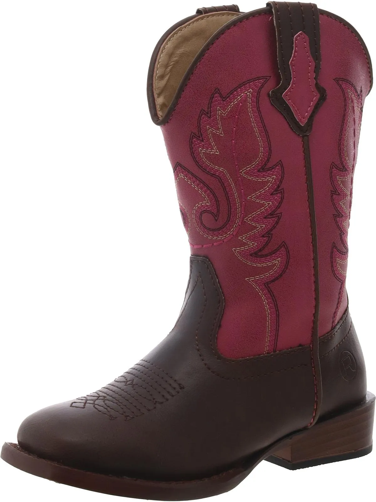 Texson Girls Slip On Square Toe Cowboy, Western Boots