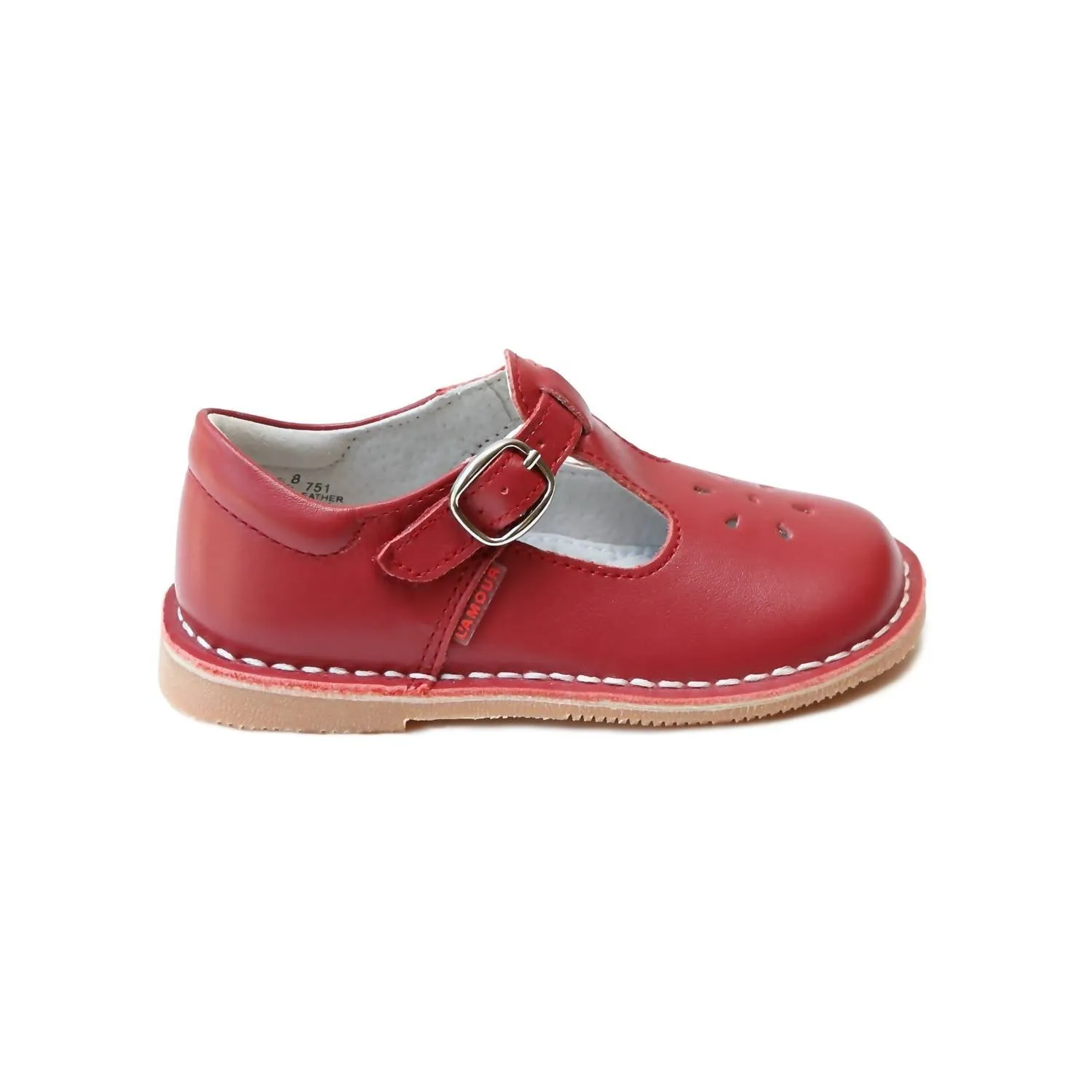 Toddler And Girl's Joy Classic Leather T-Strap Mary Jane In Red
