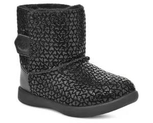 UGG Keelan Gel Hearts 1143656T-001 Boots Toddler 6 Black Round Toe Ankle KHD064