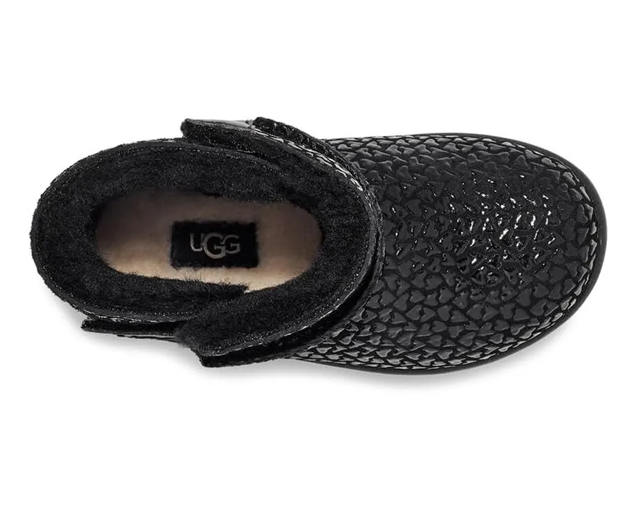 UGG Keelan Gel Hearts 1143656T-001 Boots Toddler 6 Black Round Toe Ankle KHD064
