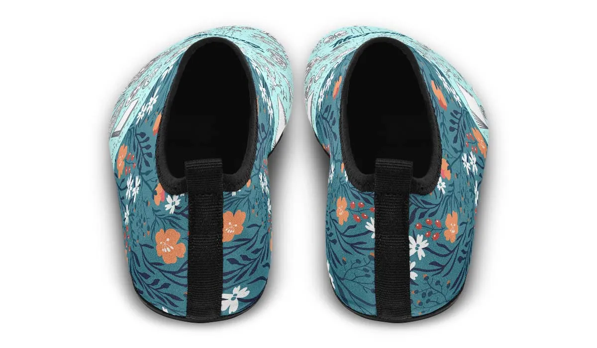 Vintage Floral Biology Aqua Barefoot Shoes
