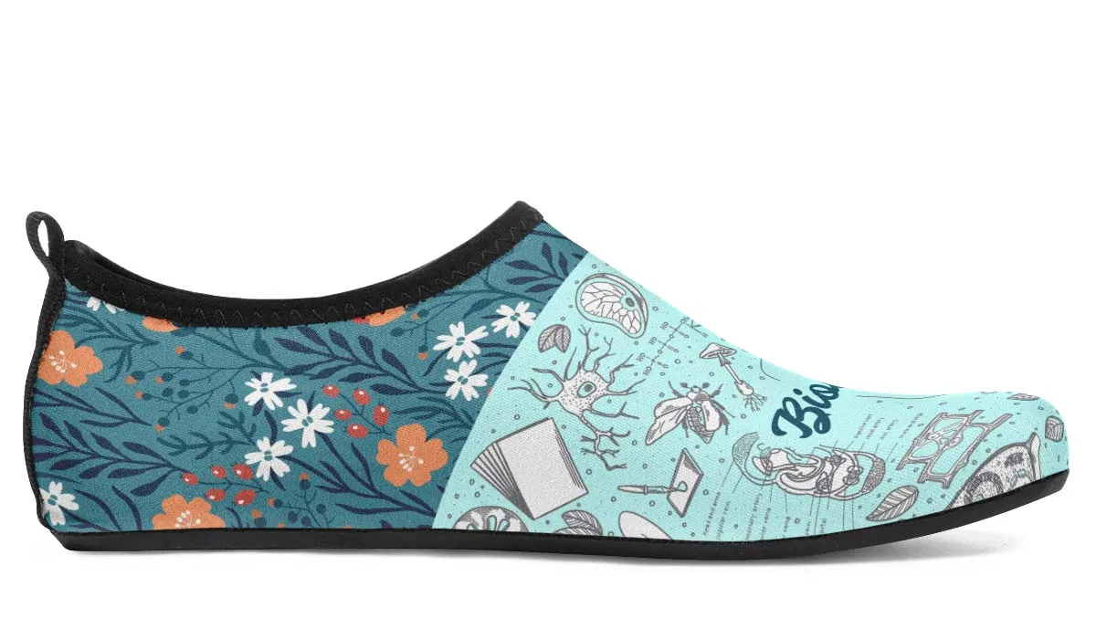 Vintage Floral Biology Aqua Barefoot Shoes