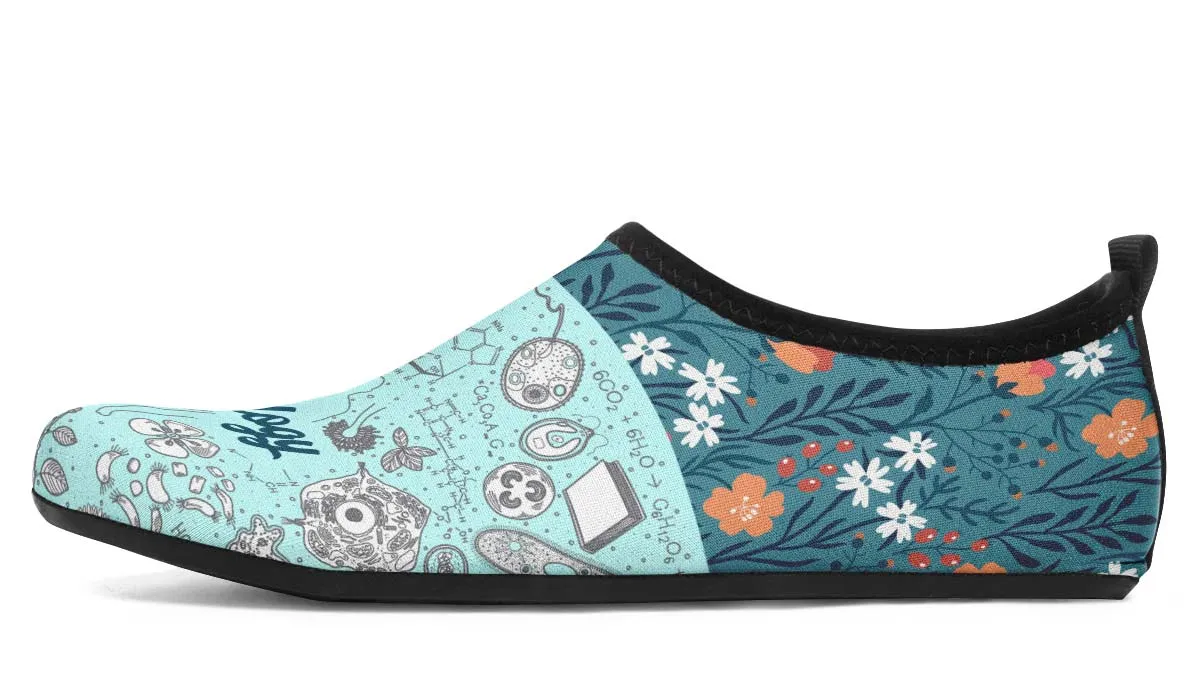 Vintage Floral Biology Aqua Barefoot Shoes