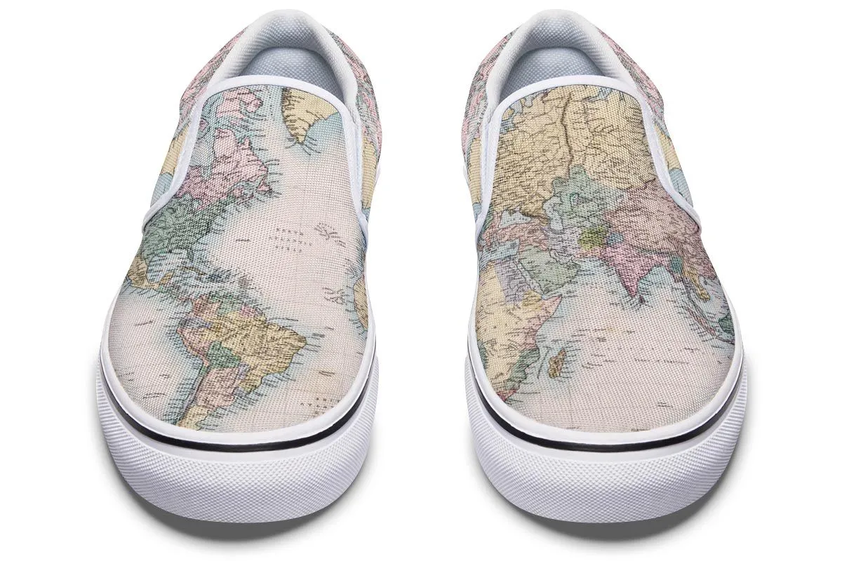 Vintage Geography Globe Slip-On Shoes