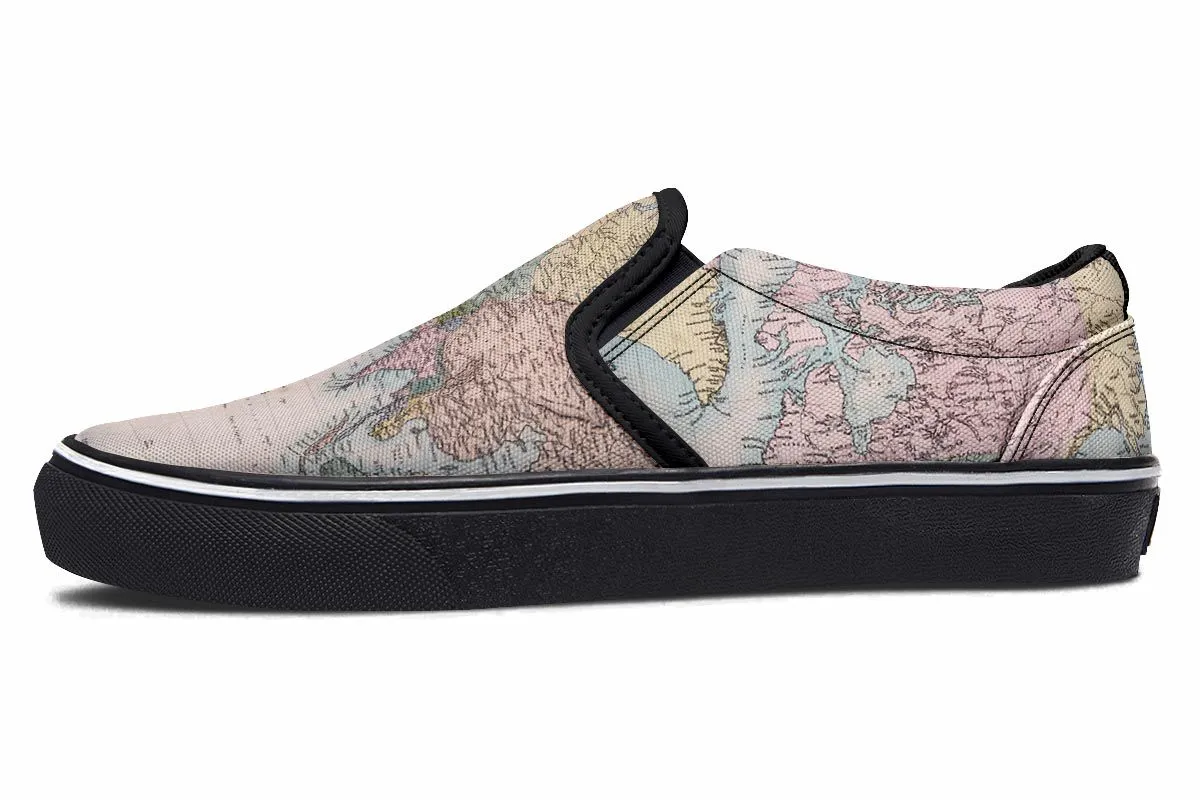 Vintage Geography Globe Slip-On Shoes