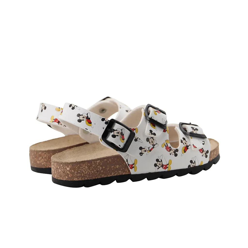 White Mickey Mouse Buckle Sandals