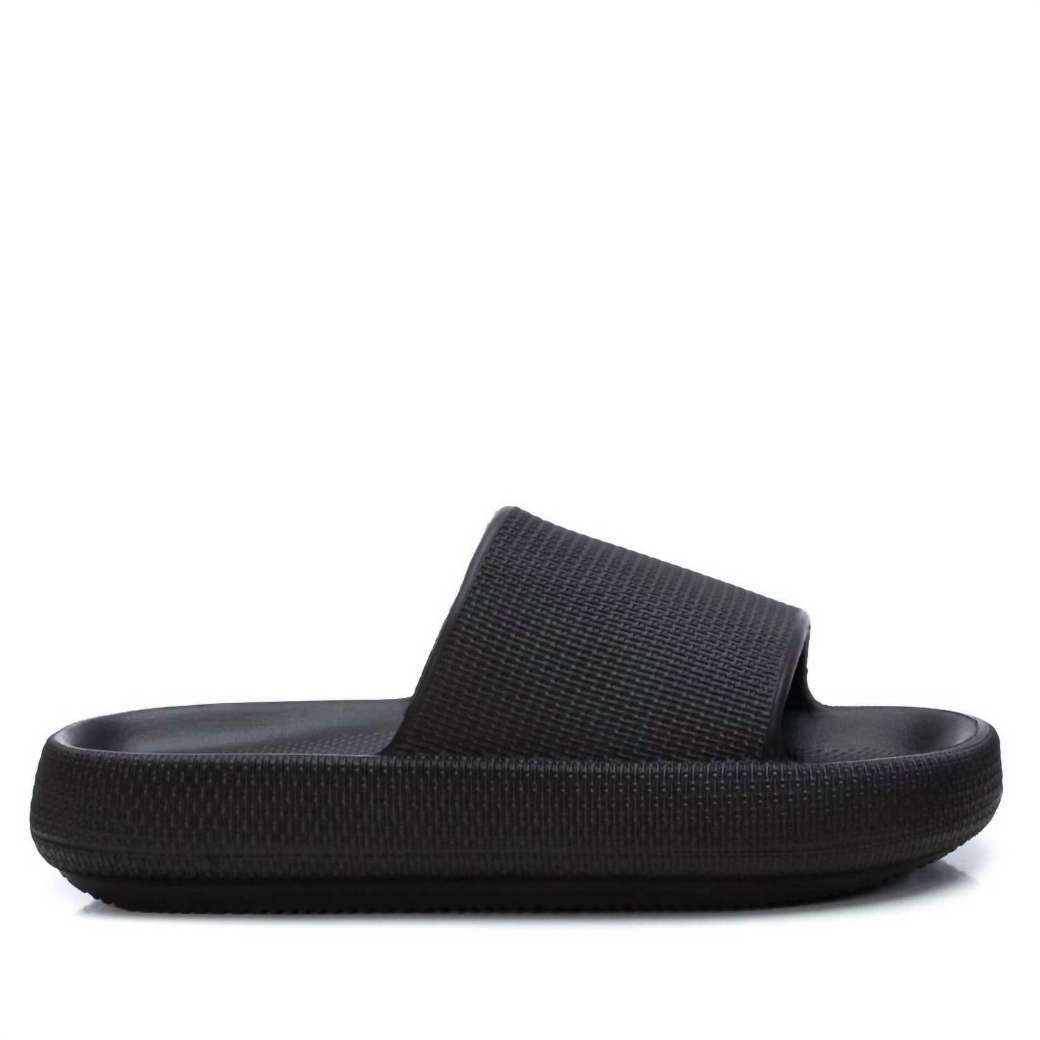 Women's Rubber Flat Sandals In Black