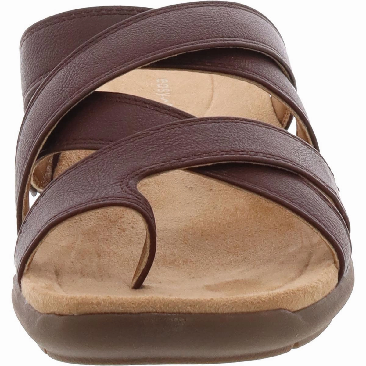 Womens Faux Leather Toe Loop Wedge Sandals