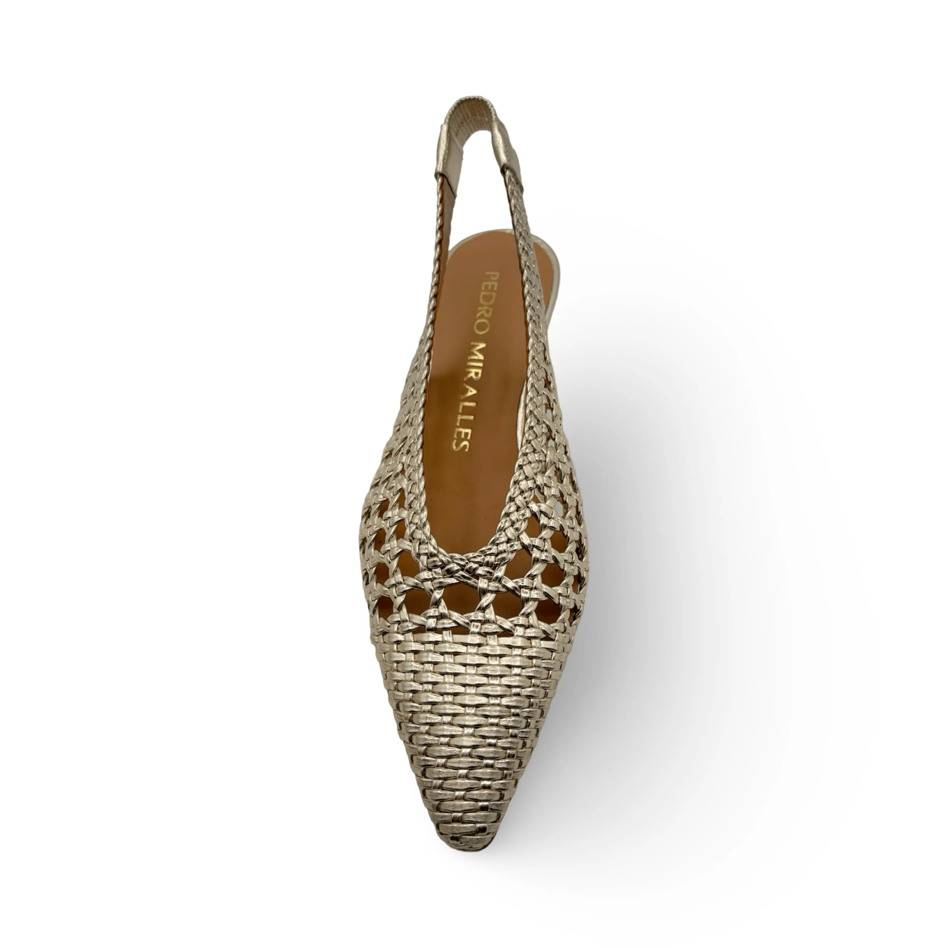 Woven Gold Leather Slingback