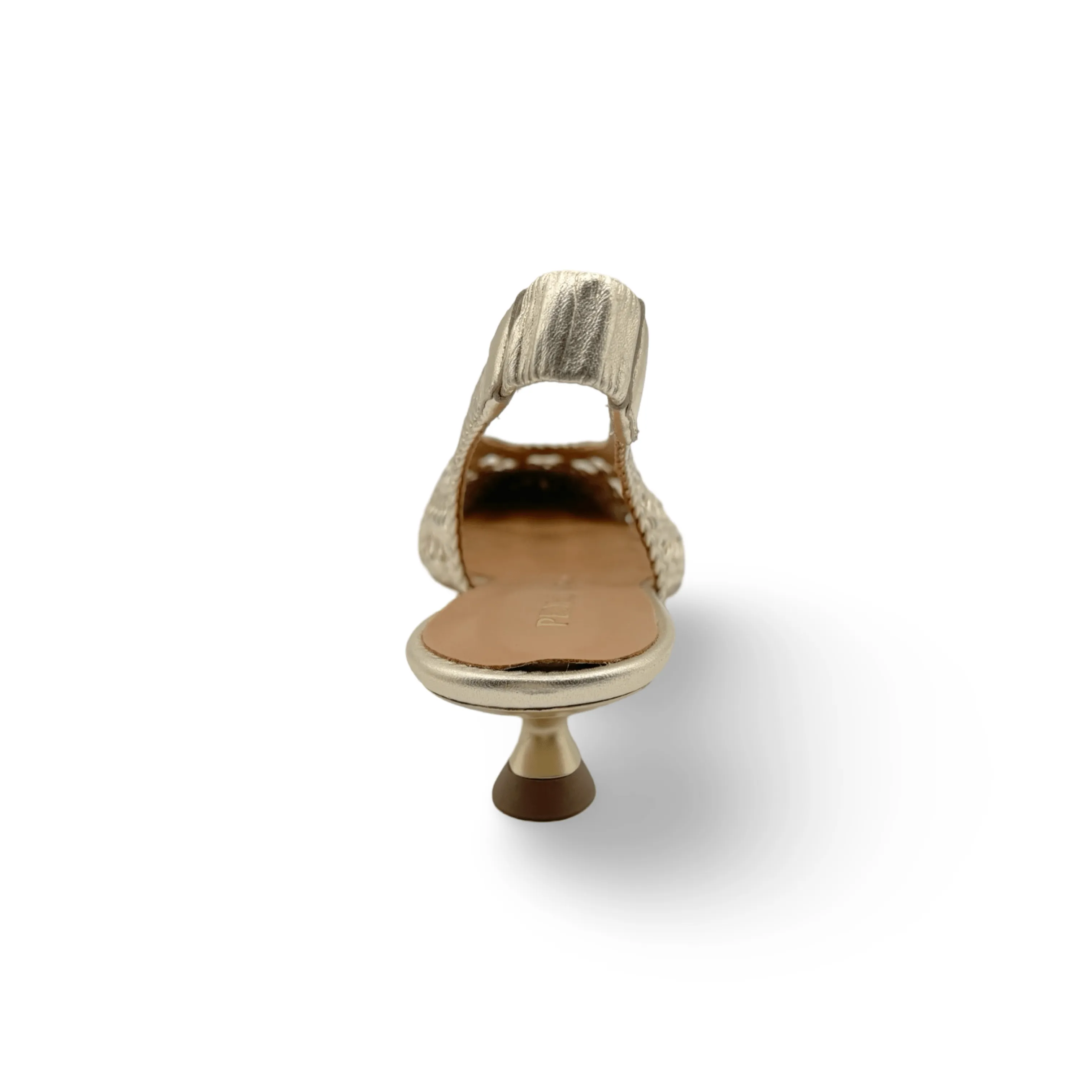 Woven Gold Leather Slingback