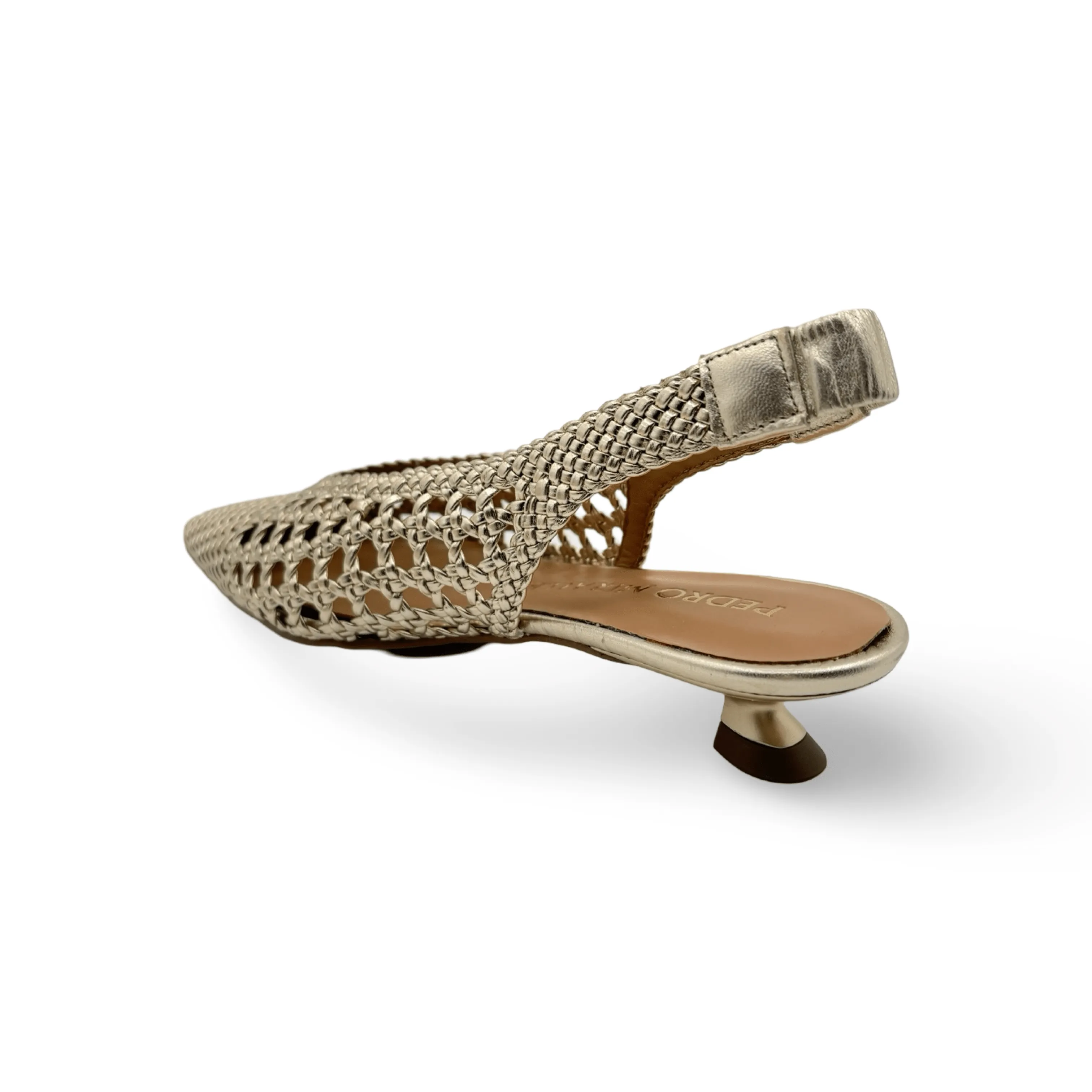 Woven Gold Leather Slingback