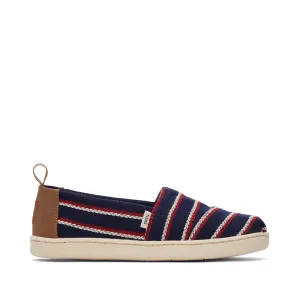 Youth Alpargata Navy Woven Stripes Kids Shoe