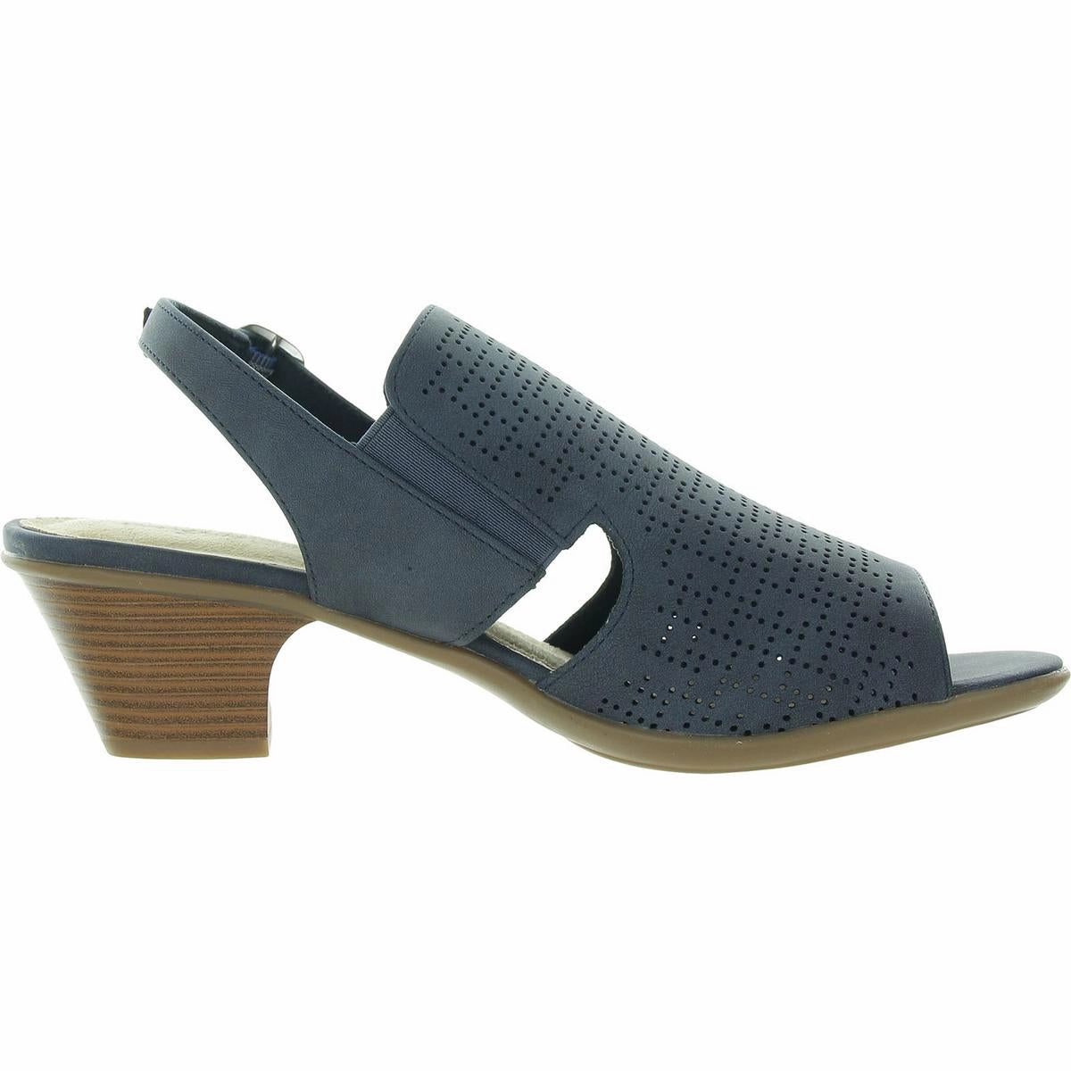 Zelma Womens Buckle Faux Leather Block Heel